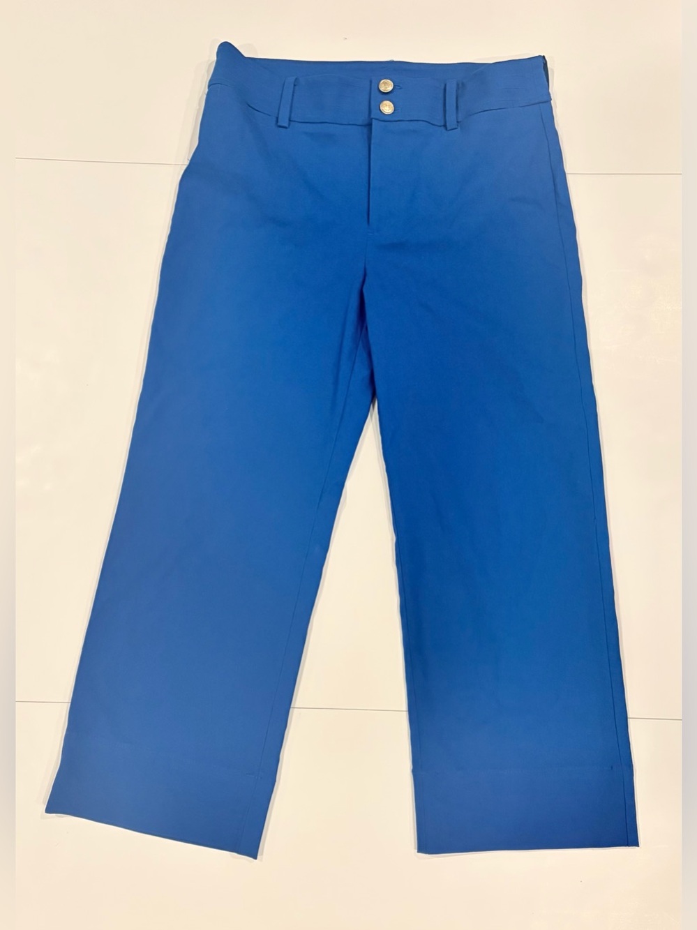Chico's Trapunto Wide Leg Cropped Pants Royal Cobalt Blue - Size 0.5 (US 6)